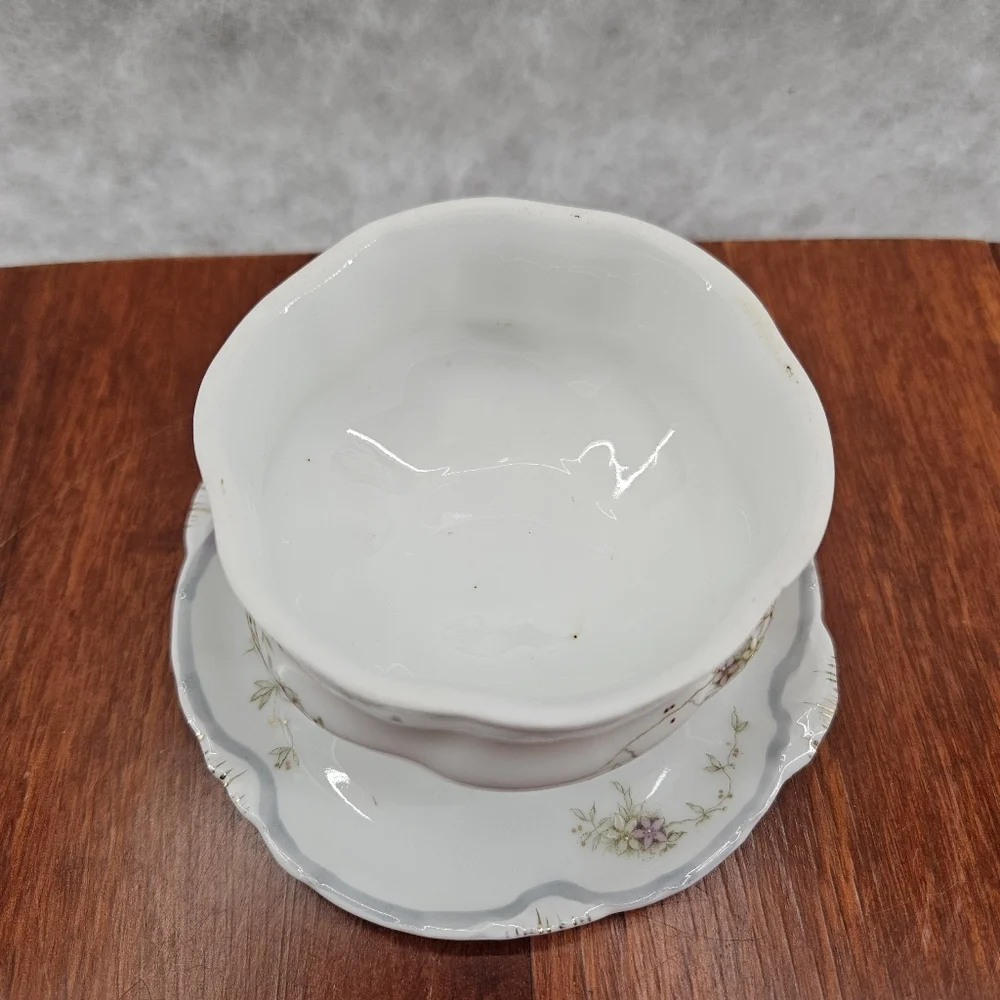 Versailles Made In Germany Elegant White Small Floral Bowl‎ with Attached Plate